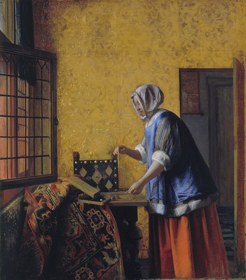 Питер де Хох. "Женщина, взвешивающая золото". Ок. 1664. Холст, масло.