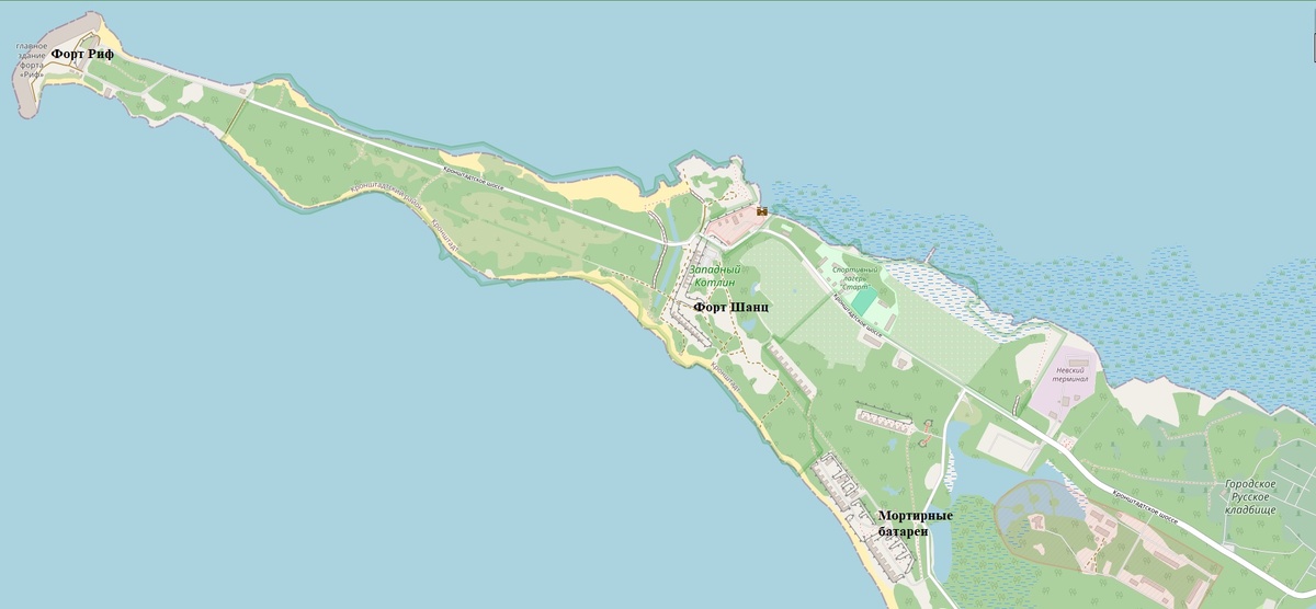 Карта западной части острова Котлин