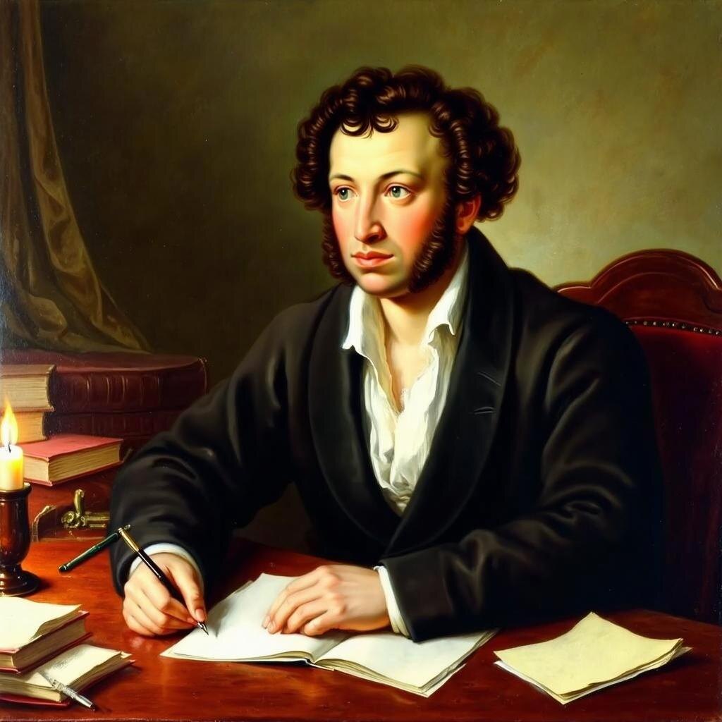 А.С.Пушкин сочиняет стихи