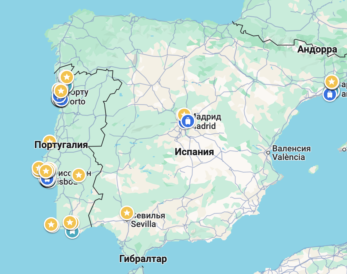 Сравните, какой процент территории в какой стране "зеленый", и в какой области - зеленой или желтой распложеный крупные и известные Испанские города