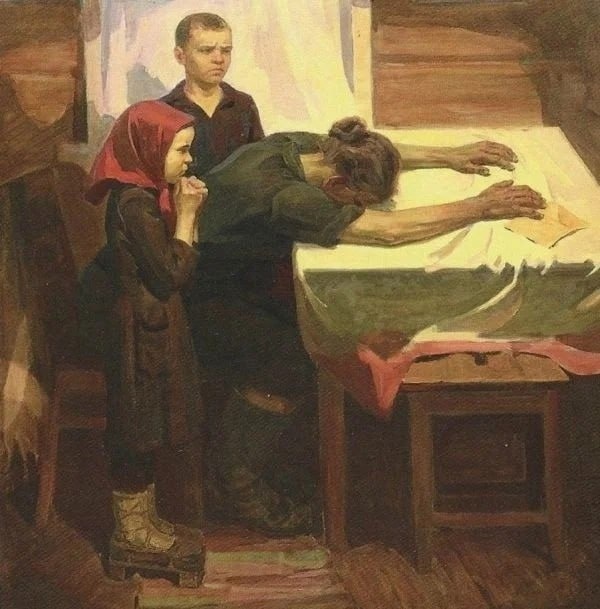 Картина Петра Семенова «Похоронка с фронта»