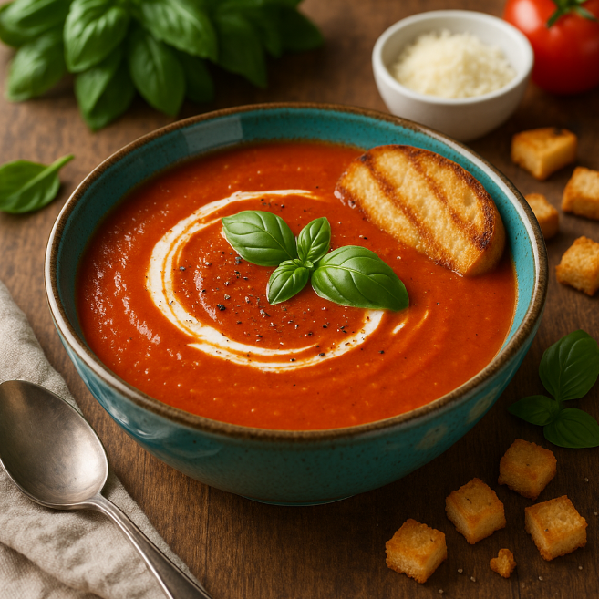 Томатный суп с базиликом кухни мира с Дарикой
