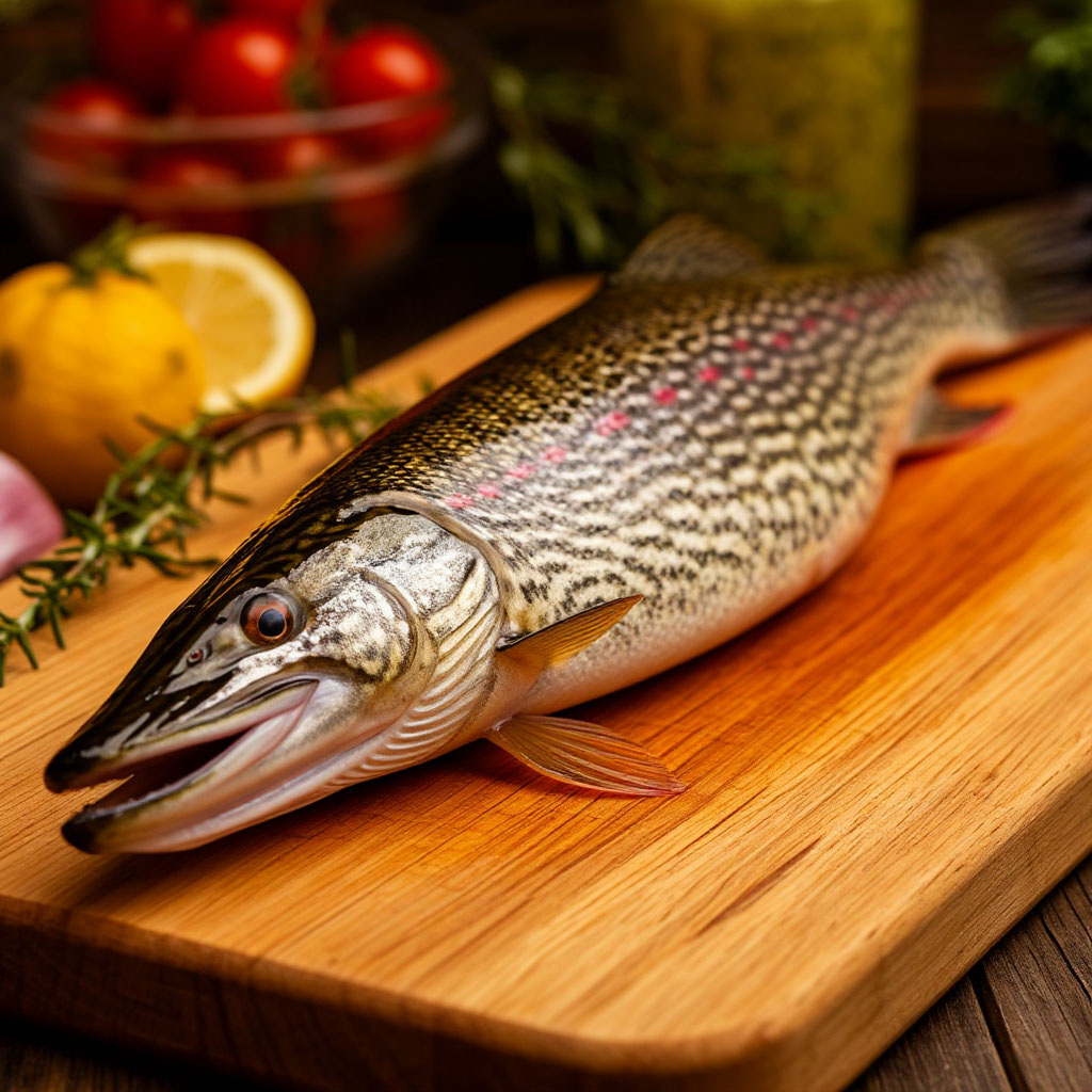 Щука на разделочной досочке