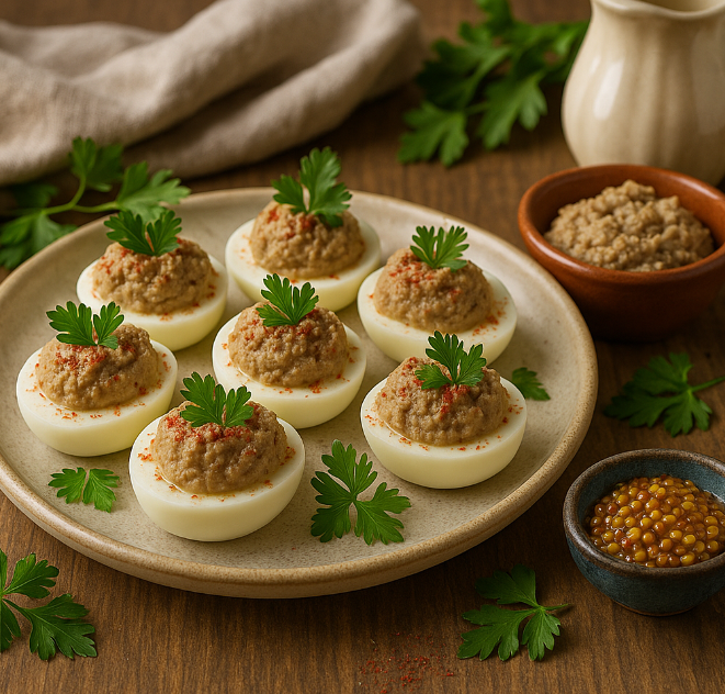 Яйца с паштетом и горчицей рецепты от Дарики