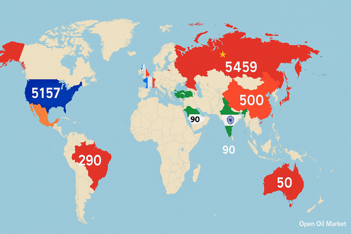 карта ядерного оружия мира по странам в 2025 году