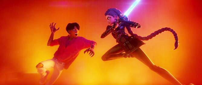 Кадр из фильма «KPop Demon Hunters». Режиссер: Крис Аппельханс, Мэгги Кан. Производство: Columbia Pictures Corporation, Netflix, Sony Pictures Animation, Sony Pictures Releasing