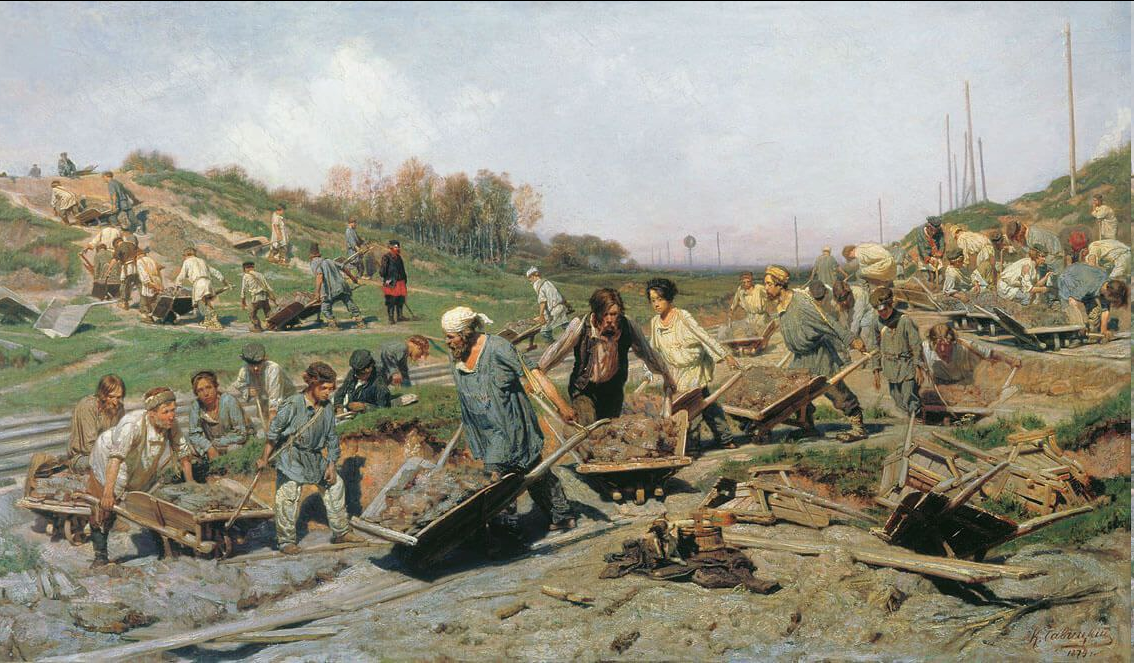 «Ремонтные работы на железной дороге», Константин Аполлонович Савицкий, 1874 год