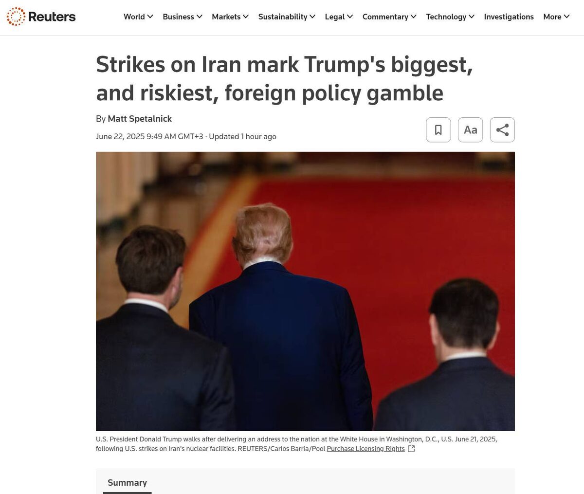     Удары по Ирану знаменуют собой самую большую и самую рискованную внешнеполитическую игру Трампа