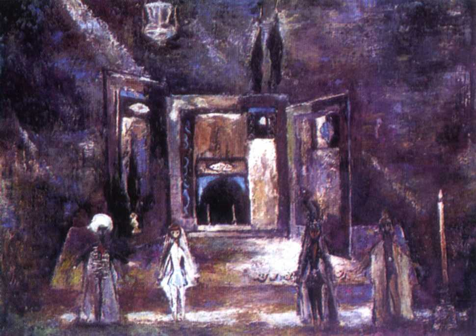 Эскиз декорации к балету "Легенда о любви" С. Вирсаладзе. 