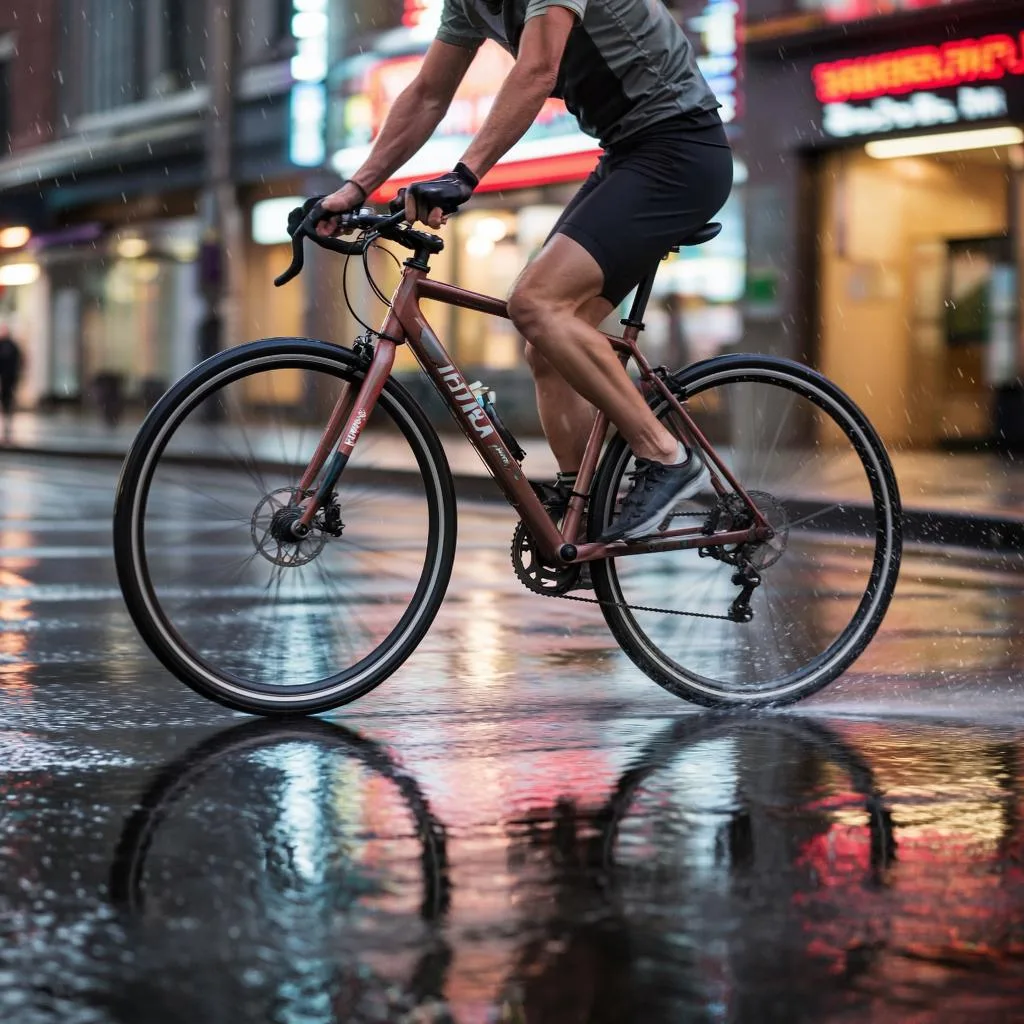 Езда на велосипеде в дождь по-гигачатовски