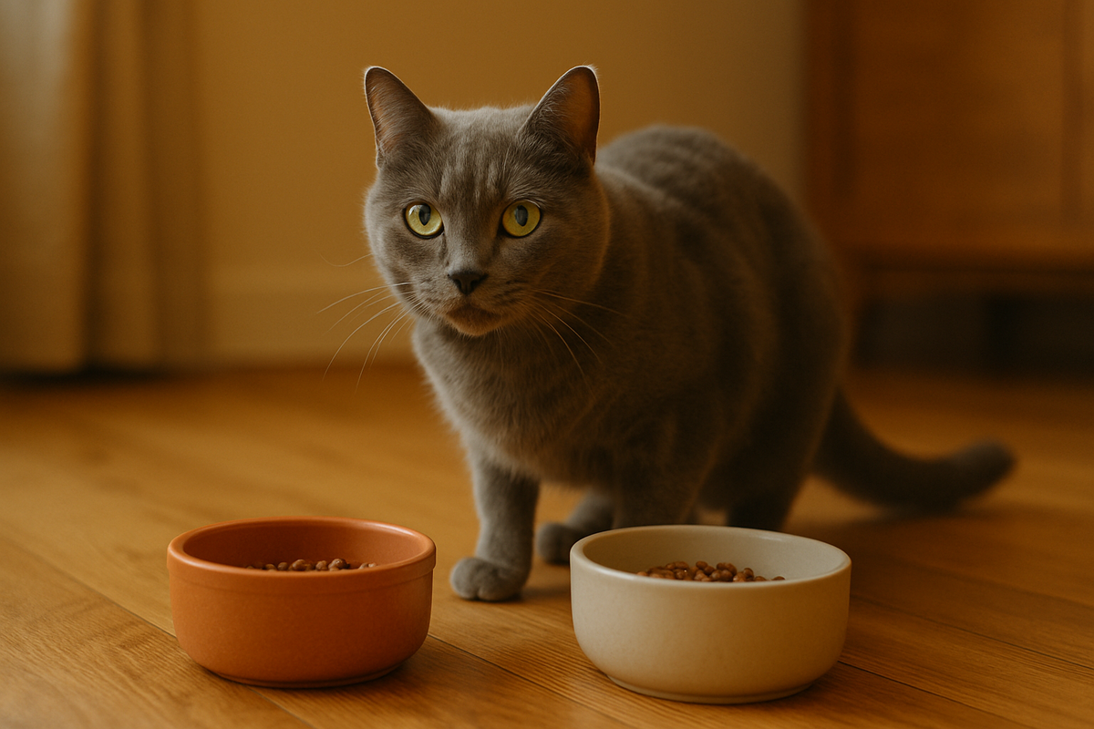 кошка и миски