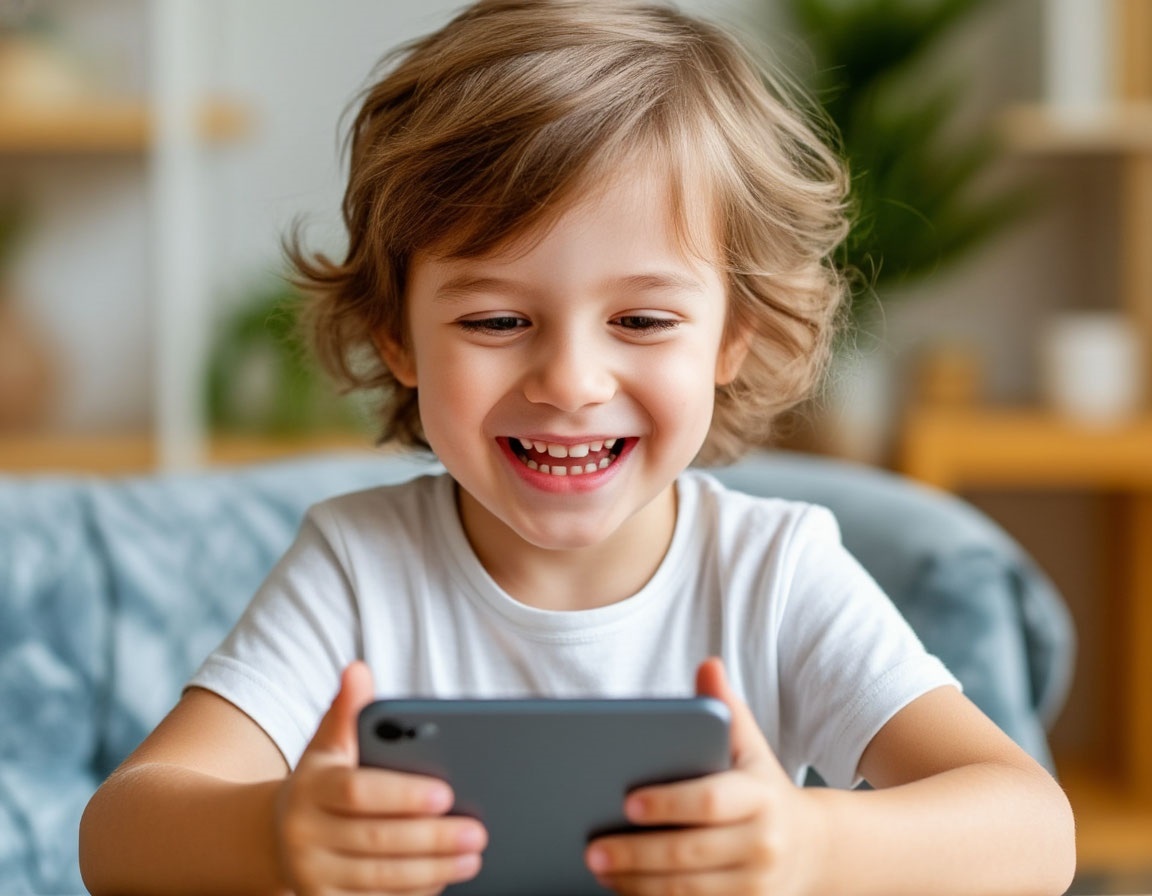 Ребенок с гаджетом, иллюстрация ИИ Шедеврум