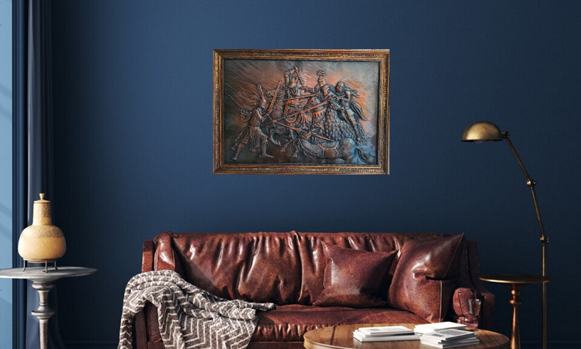 Чеканка.Панно."Рыцарский бой".  Медь. 67 х 47. Иркутск 2025г.