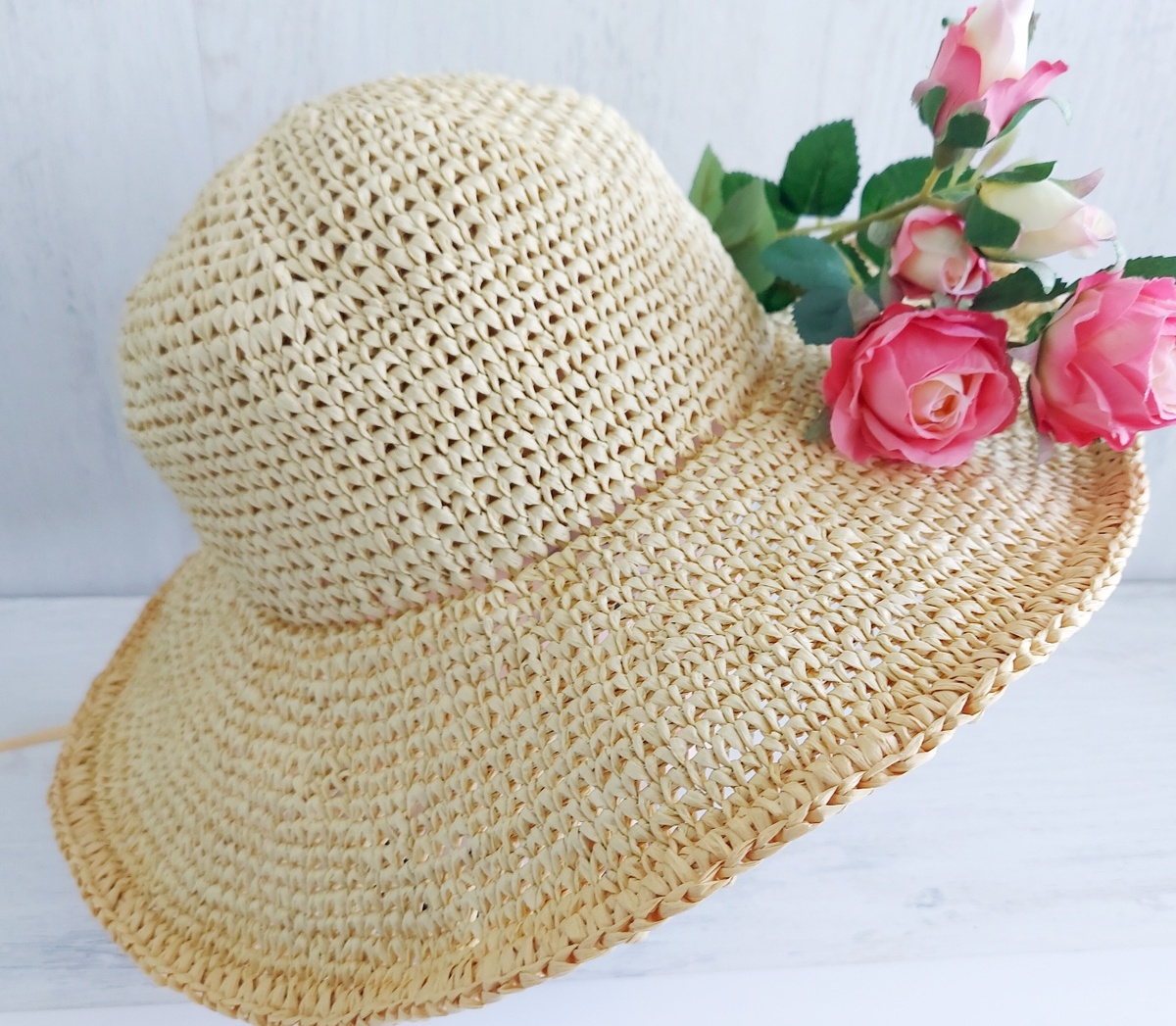 Шляпа из рафии крючком