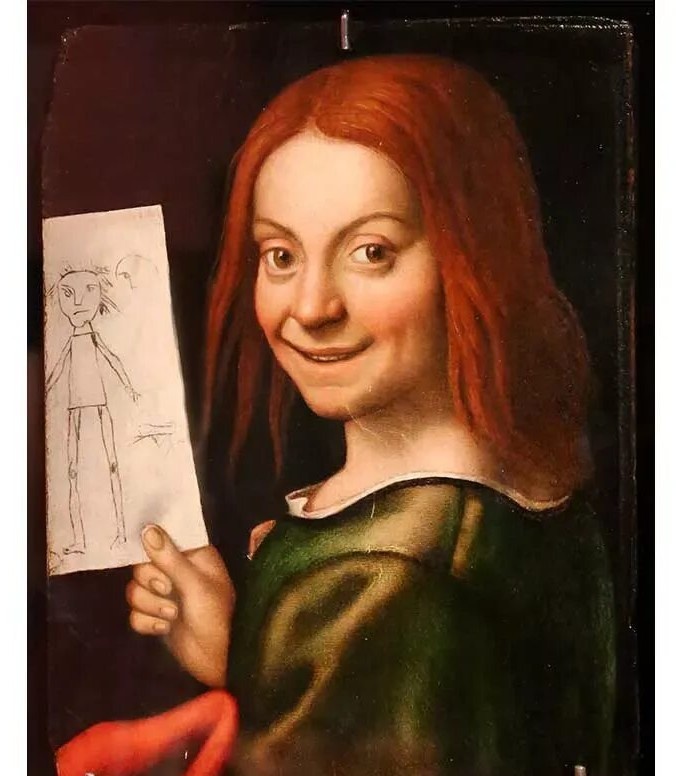 Картина Д.Ф.Карото "Рыжеволосый мальчик с рисунком куклы"