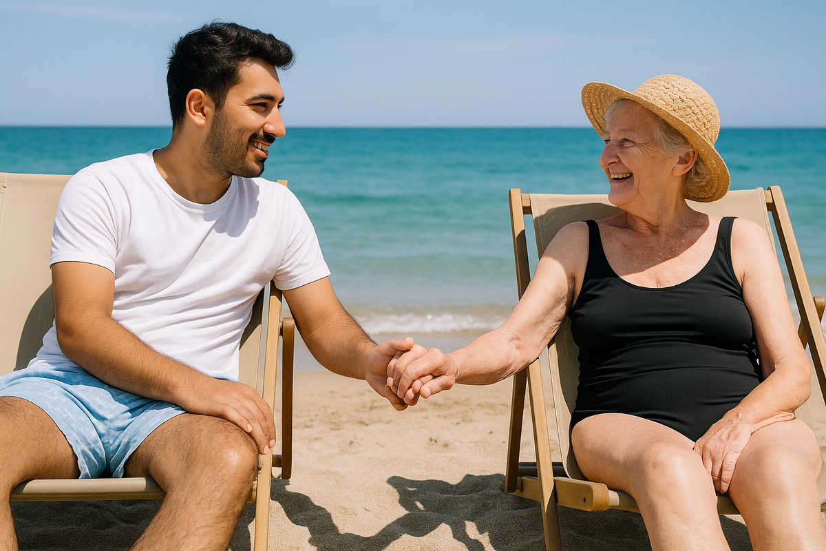 Пожилая европейская невеста - быстрый путь в Европу. Фото из нейросетей.
