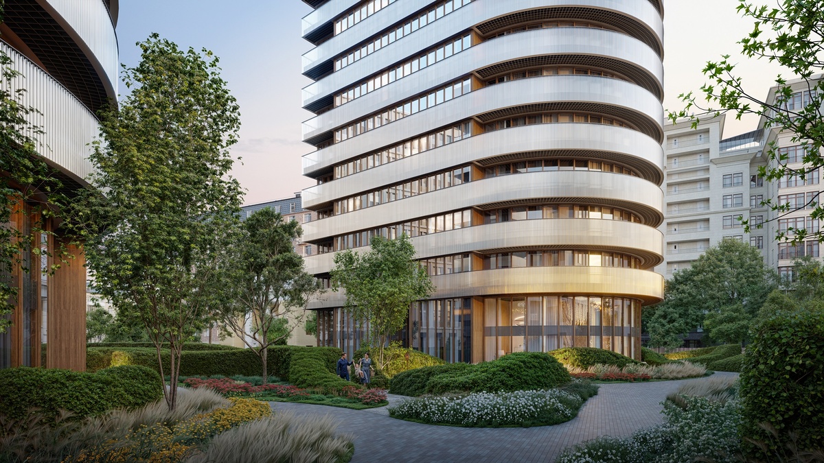 Дома с радиусными — полукруглыми — террасами в квартале «Фрунзенская набережная»