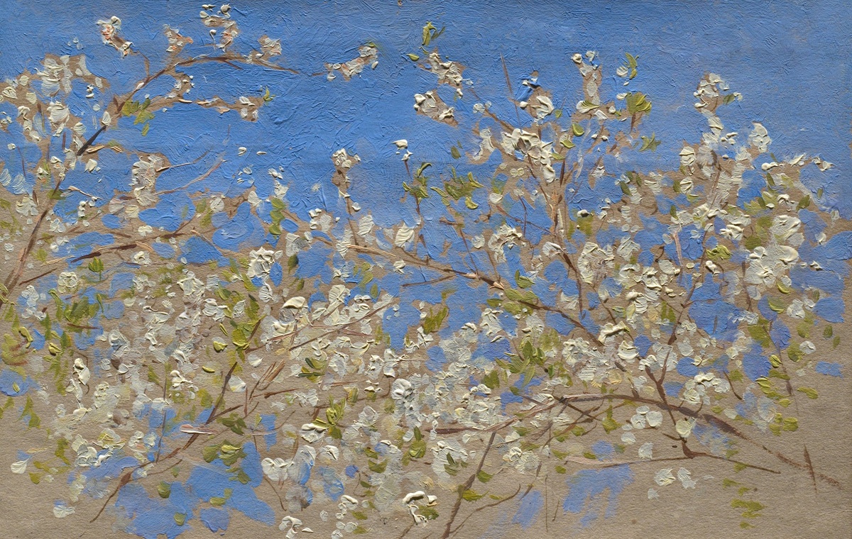 Ветка цветущей яблони, И. Левитан