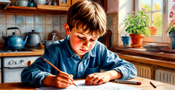 Сыну скоро 7. Он рисует отца с чёрной бородой — «как у героев».