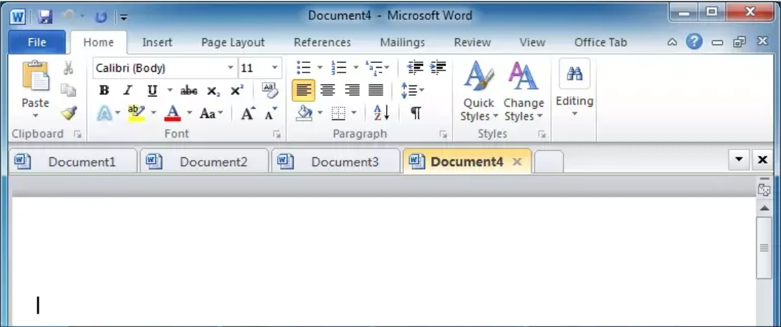 Пример с вкладками (табами) в случае MS Office