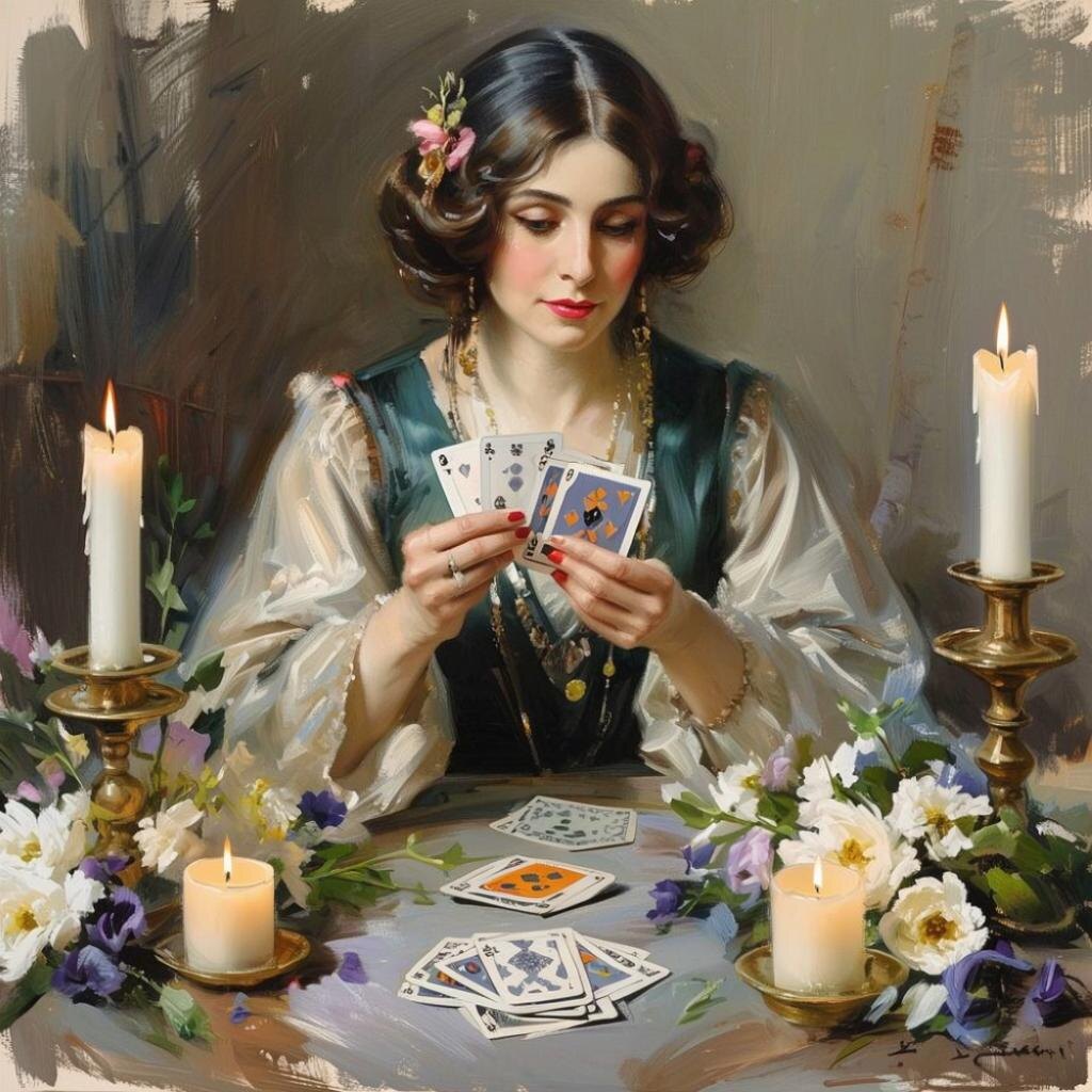 Гадание на картах. Иллюстрация сгенерирована нейросетью