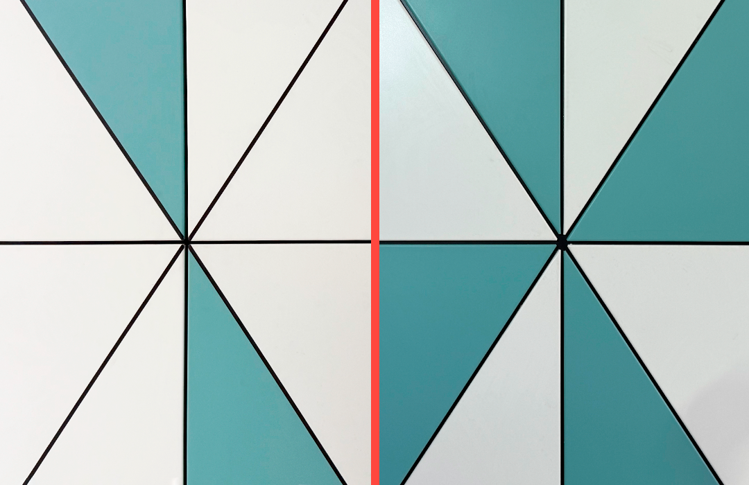 Слева - фасад с декоративным швом, справа - сборный пазл