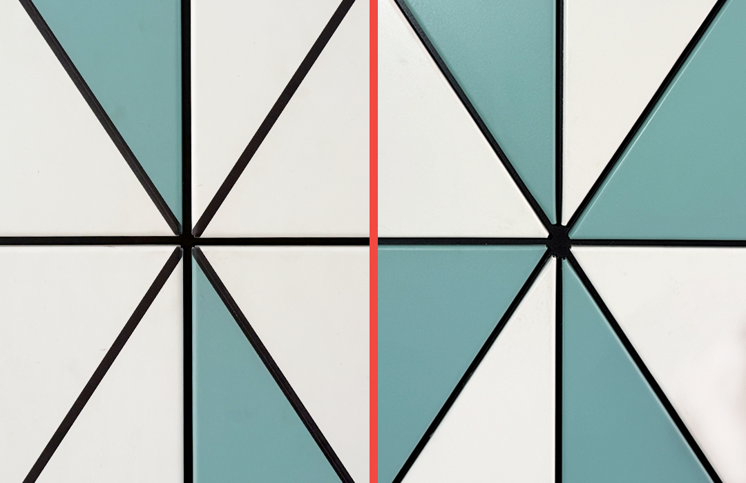 Слева - фасад с декоративным швом, справа - сборный пазл