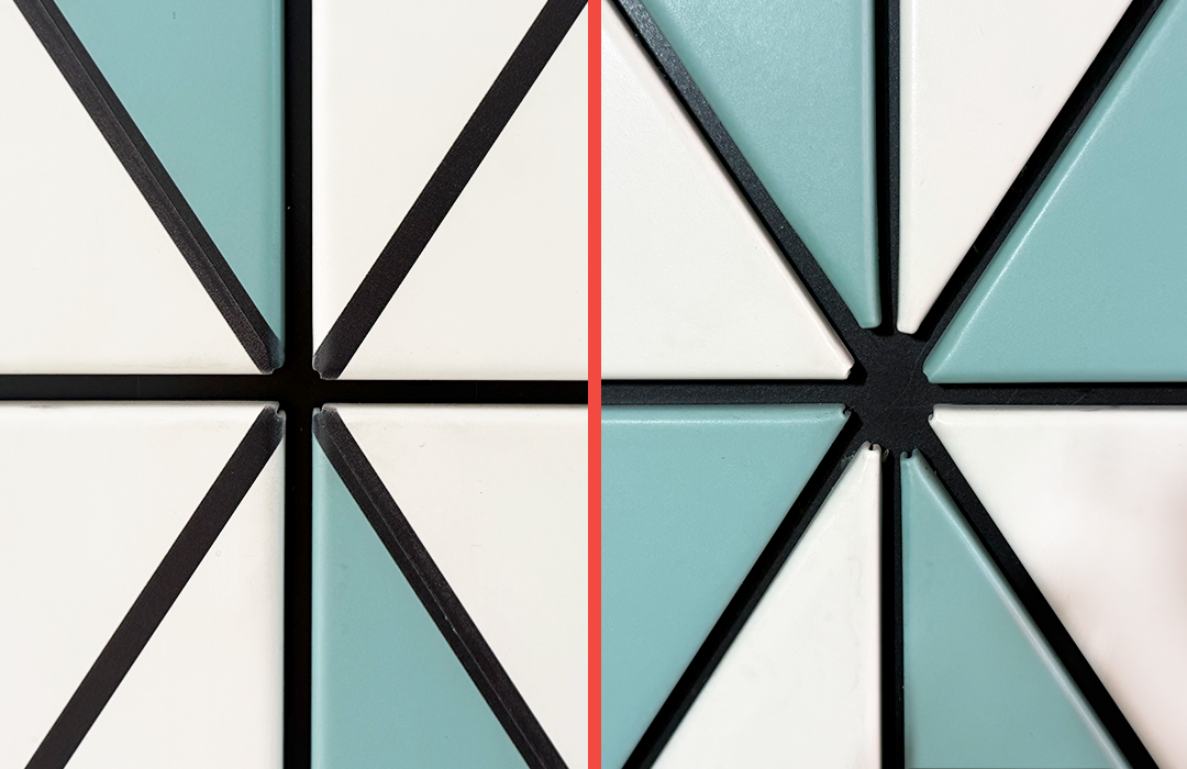 Слева - фасад с декоративным швом, справа - сборный пазл