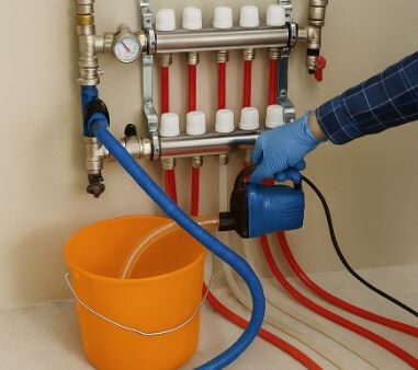 Как залить воду в тёплые полы своими руками.