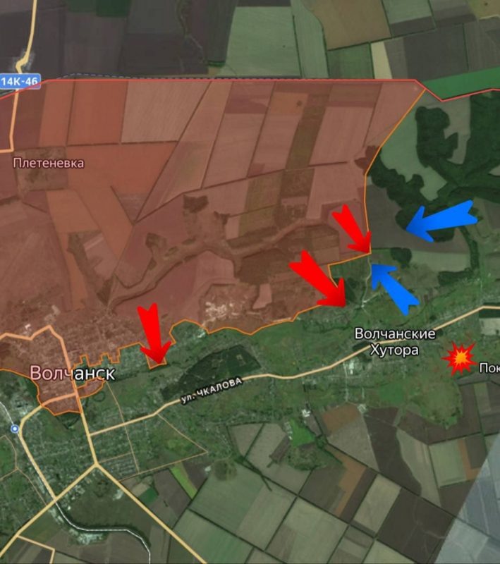    Карта СВО. ВС РФ уничтожили 5 штурмовых групп ВСУ в районе Волчанска.
