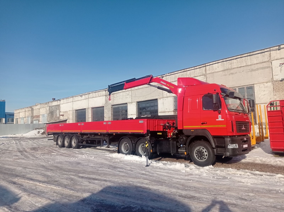 Гидрофикация тягача МАЗ для работы с прицепами и полуприцепами + дооборудование КМУ ИМ 150N