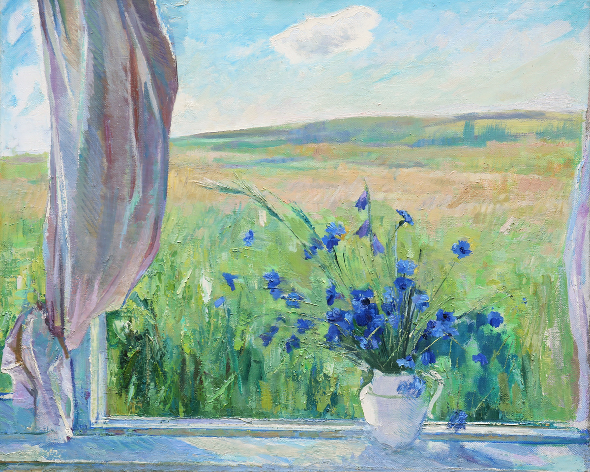 Мария Смирнова "Васильки. На Старой Ладоге" Холст, масло. 1984 г.