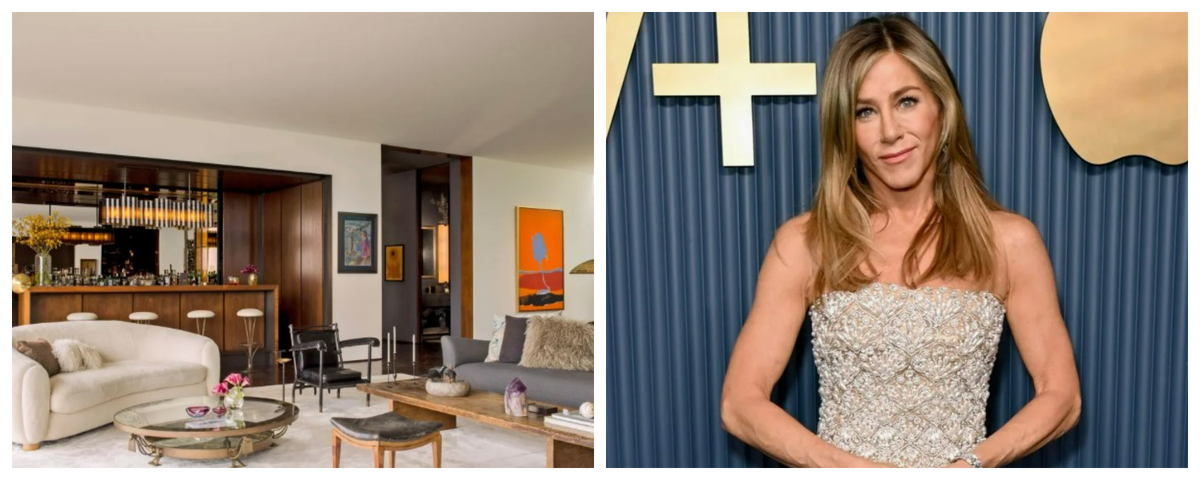 коллаж автора, ковер ручной работы в доме Дженифер Энистон