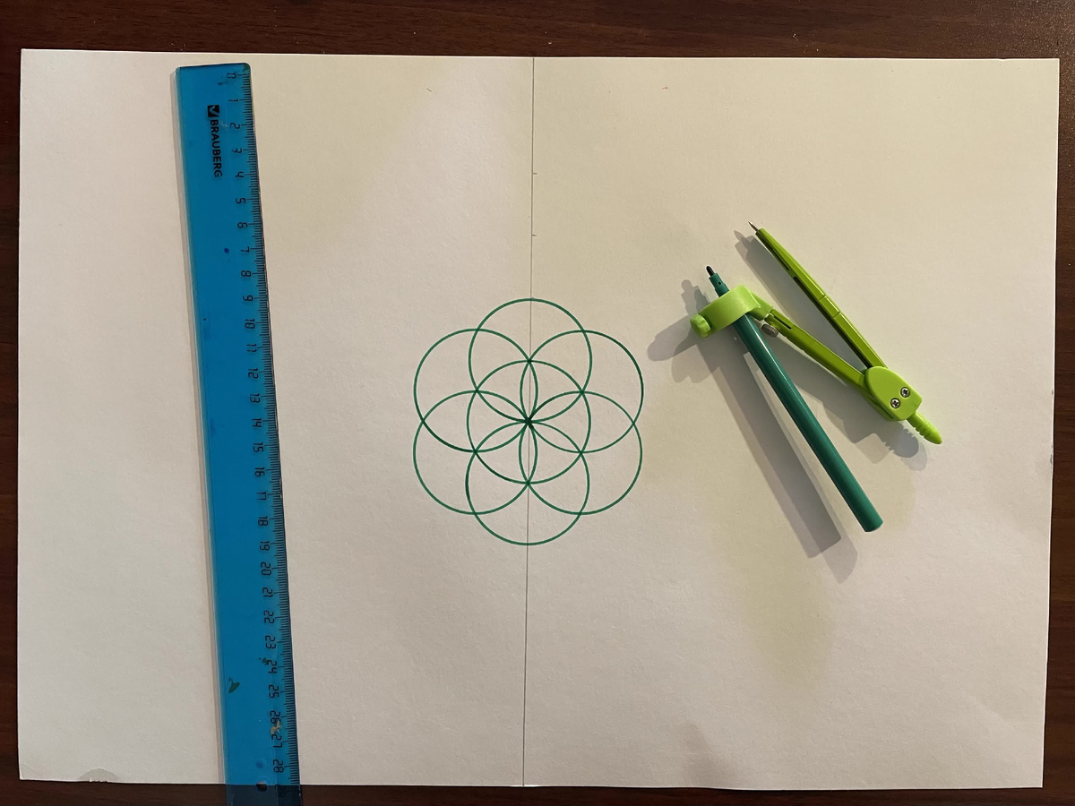 Семь кругов Семени Жизни первый шаг в создании Цветка жизни