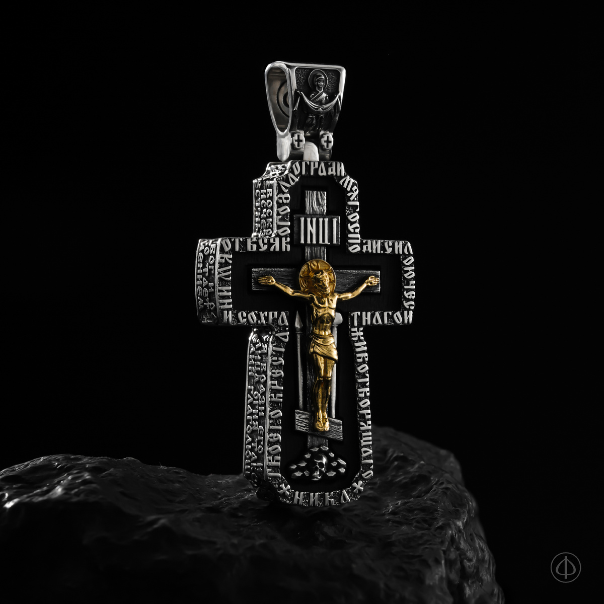 Крест из серебра, золота и чёрного дерева (эбена) Арт.001