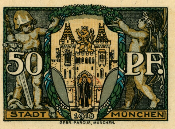 Мюнхен. 50 пфеннигов 1918 (реерс)