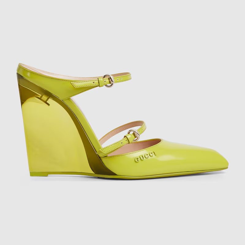 Gucci, Коллекция весна-лето 2025, мюли дополнены танкеткой