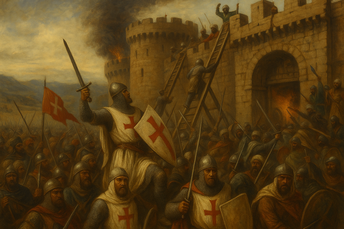 Осада города во время крестовых походов: штурм стен крестоносцами
