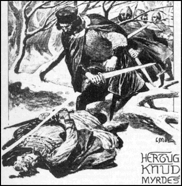Картина «Магнус Сильный стоит над телом Кнуда Лаварда», 1893 год, художник Луис Му