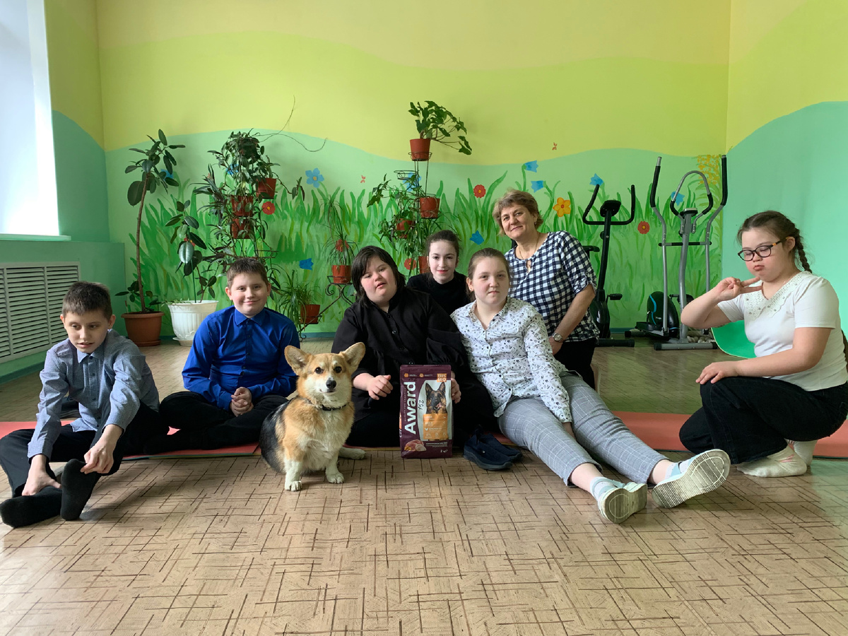 Воспитаники  МБОУ С(К)ОШ №60 г. Челябинска, посещающие занятия по Канистерапии. 