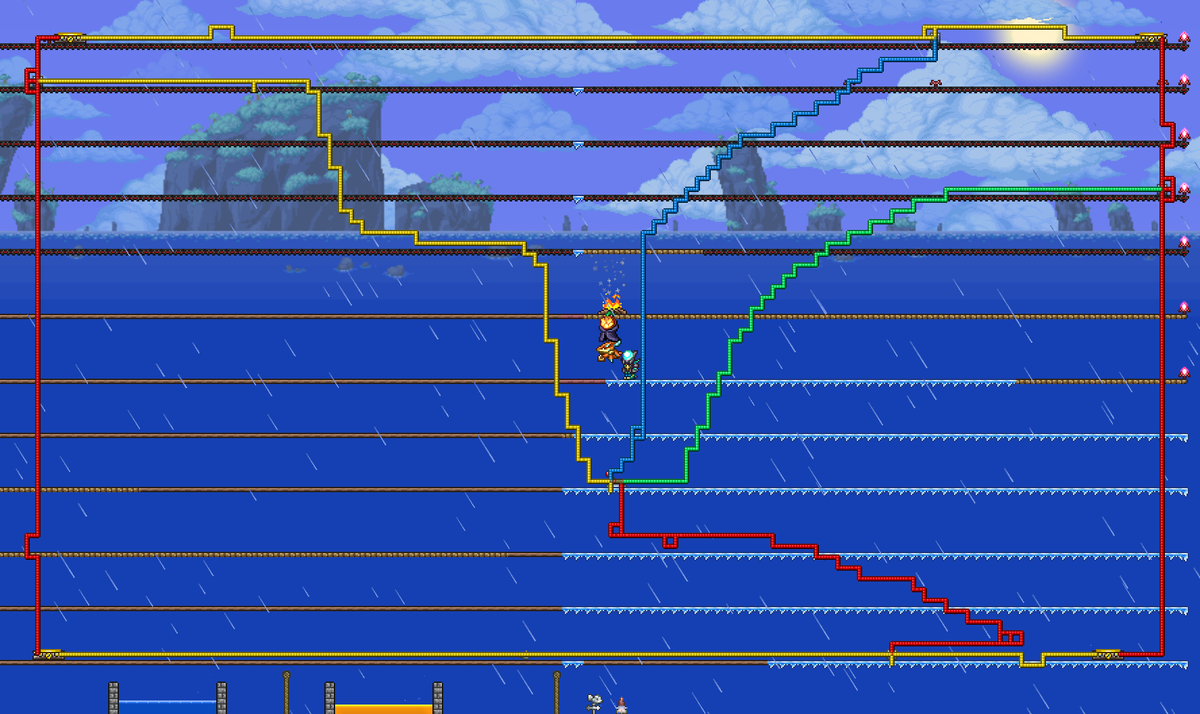 Для начала, ставим порталы по углам арены и таймеры, как на скрине:


Обратите внимание, сверху и снизу стоят таймеры на полсекунды, а справа и слева - по 1 секунде. Это важно!
В центре нашей арены ставим рычаг, которым будем запускать систему порталов.

Далее проводим провода как на скрине:



Если все сделали правильно, то, включив порталы, вы будете телепортироваться по кругу.

ВАЖНО: Цвета проводов должны быть разными, чтобы не возникало путаницы в порталах и таймерах.