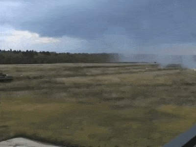 Отстрел дымовой аэрозольной гранаты 3Д17 комплекса «Штора-2», срабатывание недалеко от брони  