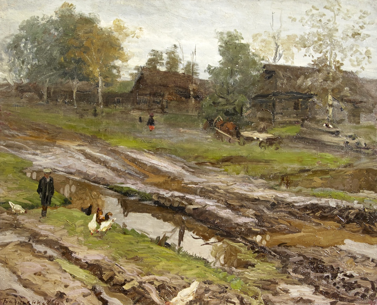 Н.И.Барченков. Осень. Дорога на Дмитров. 1943. Государственный музей обороны Москвы.