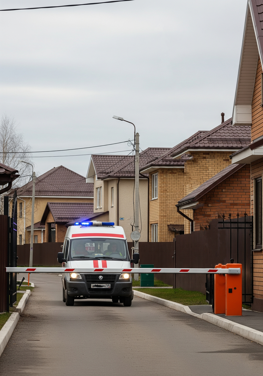 Въезд через шлагбаум для машины скорой помощи