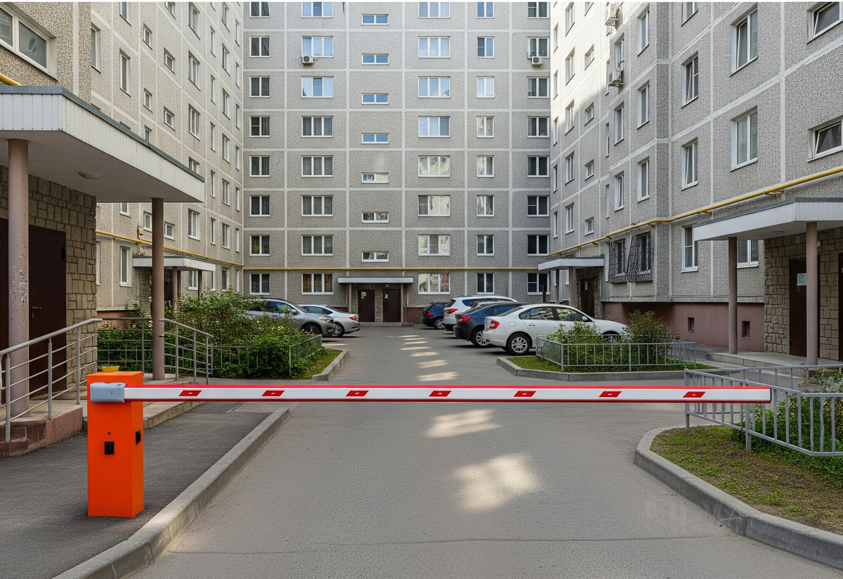 Шлагбаум во дворе дома