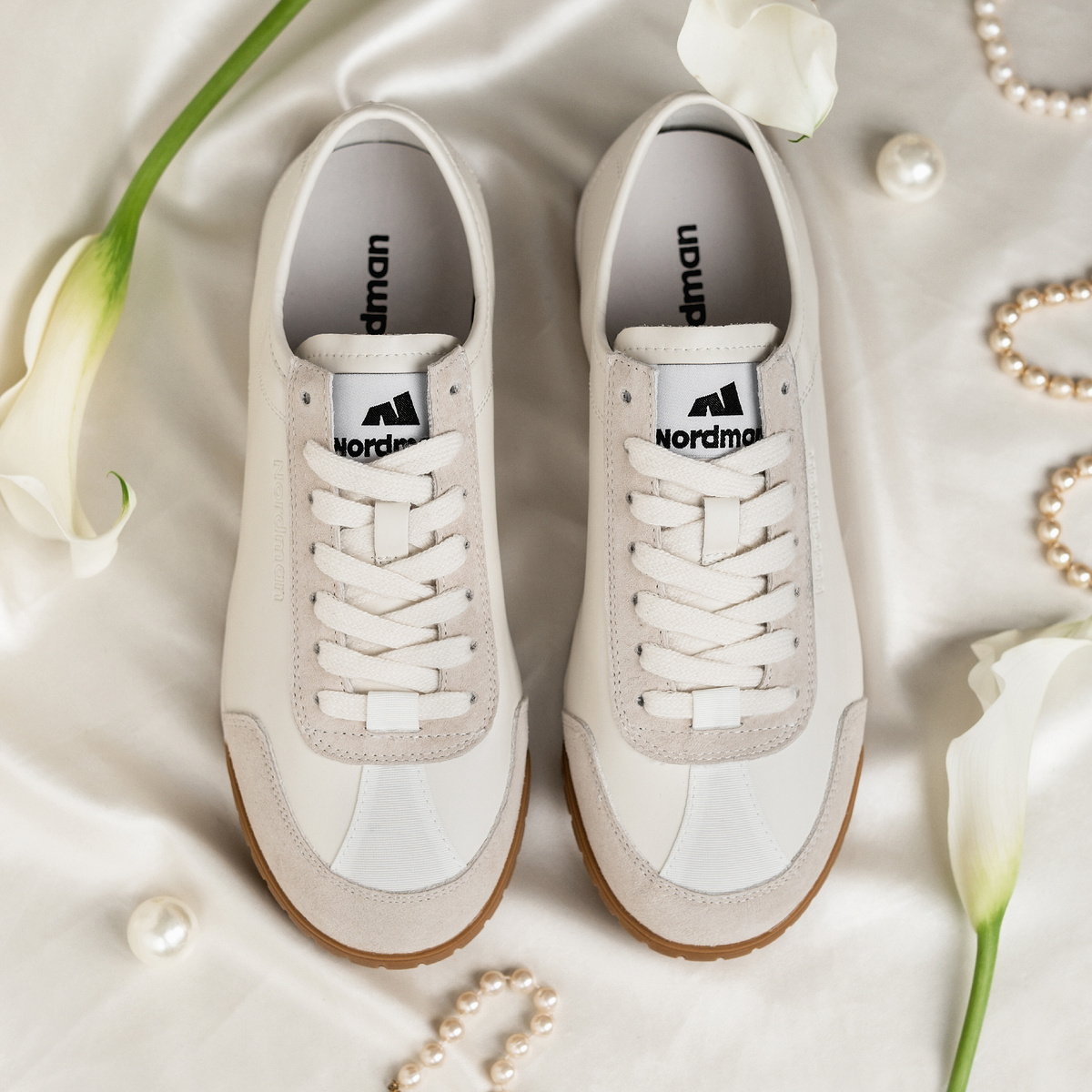 Белые кожаные кеды Nordman