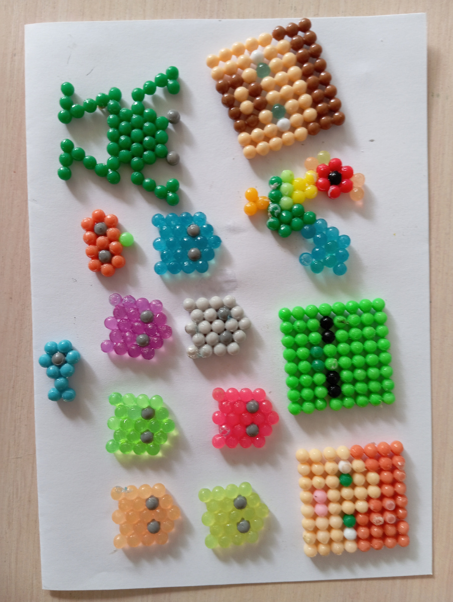 Пополнение поделок из аквамозаики, сегодня я сделала еще 14 поделок/фигурок из аквамозаики! 