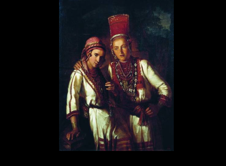 Мордовки в национальных костюмах. Картина 1842-го года 