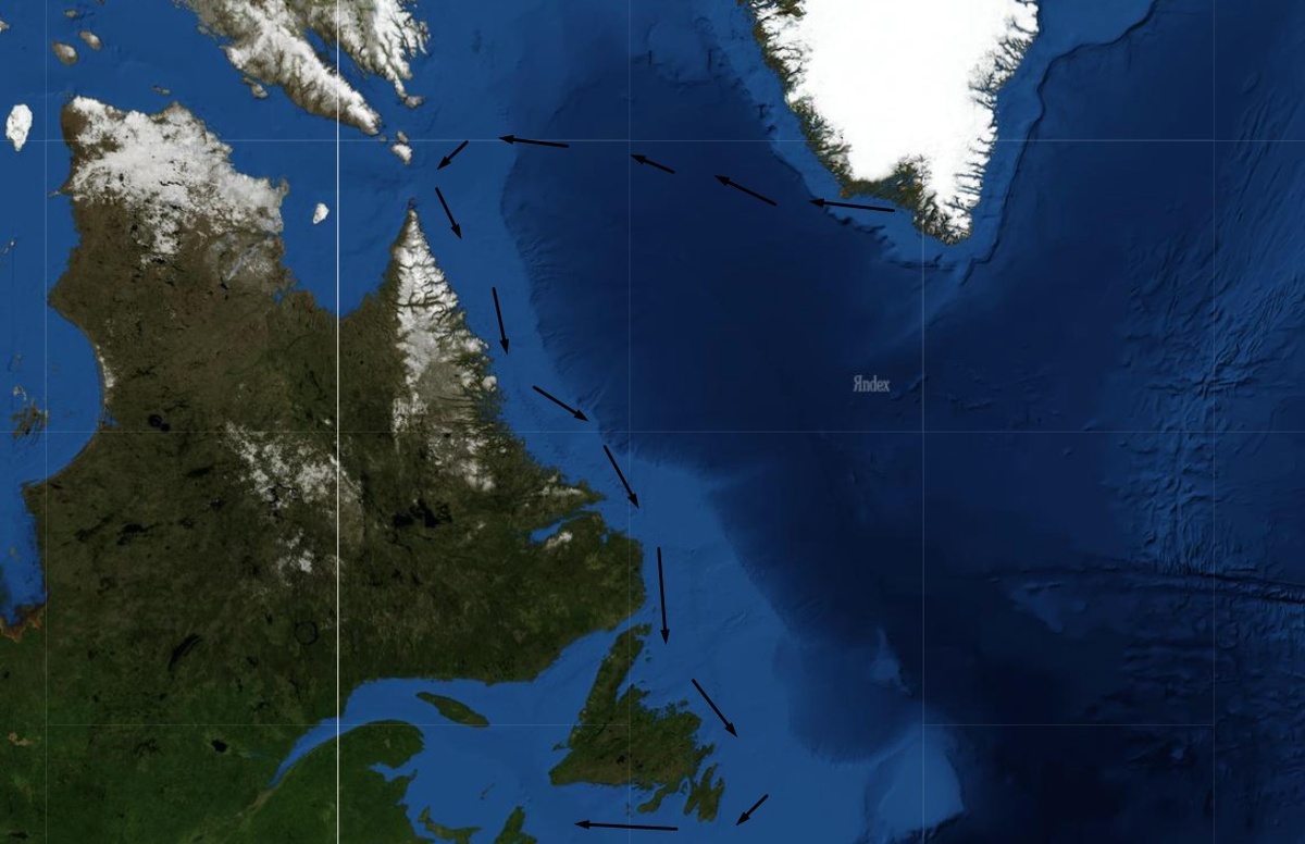 Маршрут плавания викингов к берегам Америки