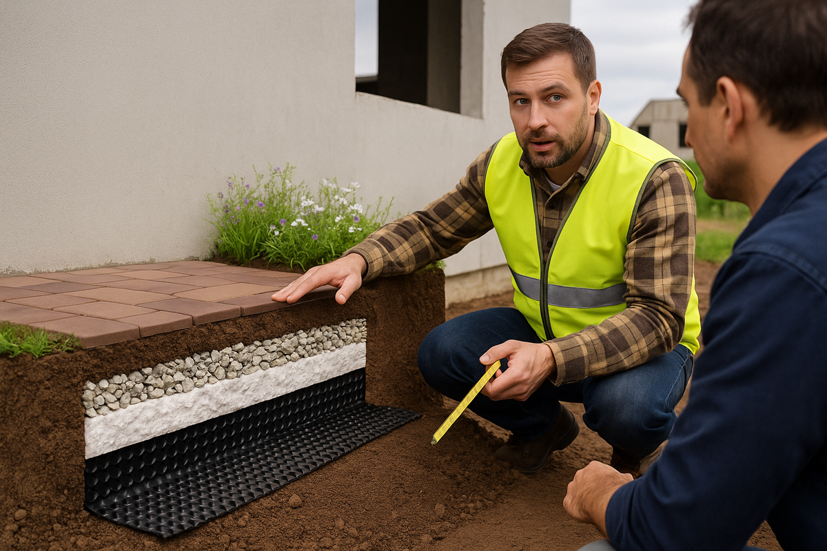 Схема устройства мягкой отмостки